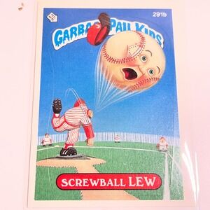 Topps OS7 Garbage Pail Kids Screwball Lew 291b Baseball Sticker Card 1987